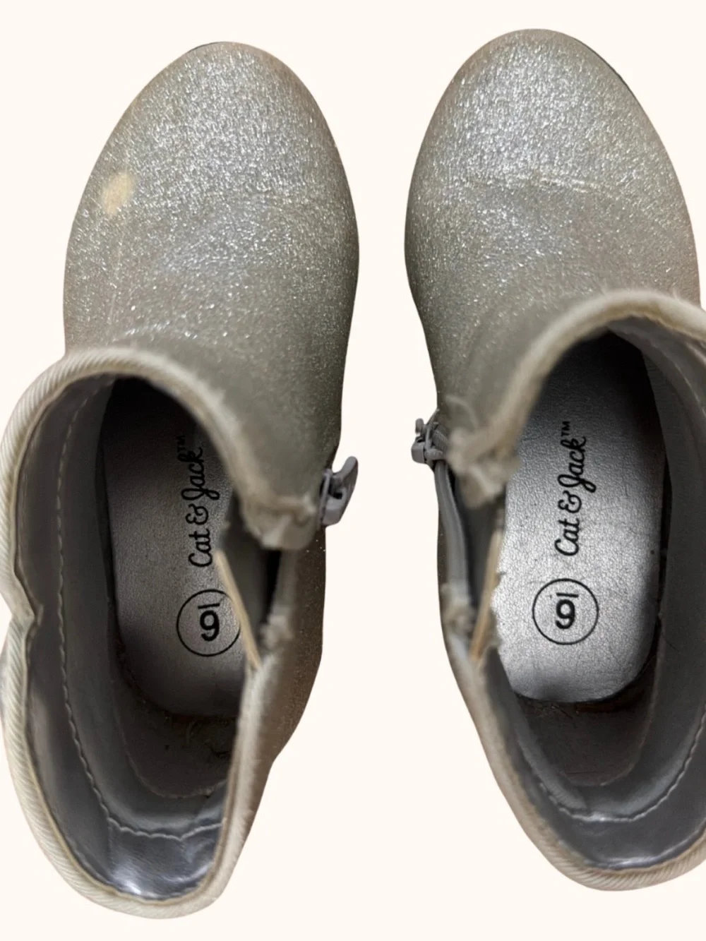 Old Navy Girls Silver Glitter Ankle Boots